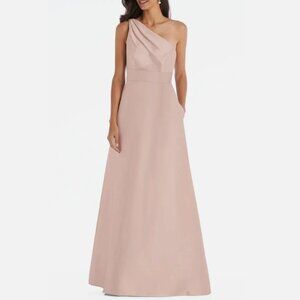 Alfred Sung D815S One-Shoulder A-Line Satin Gown – Size 2R ✨